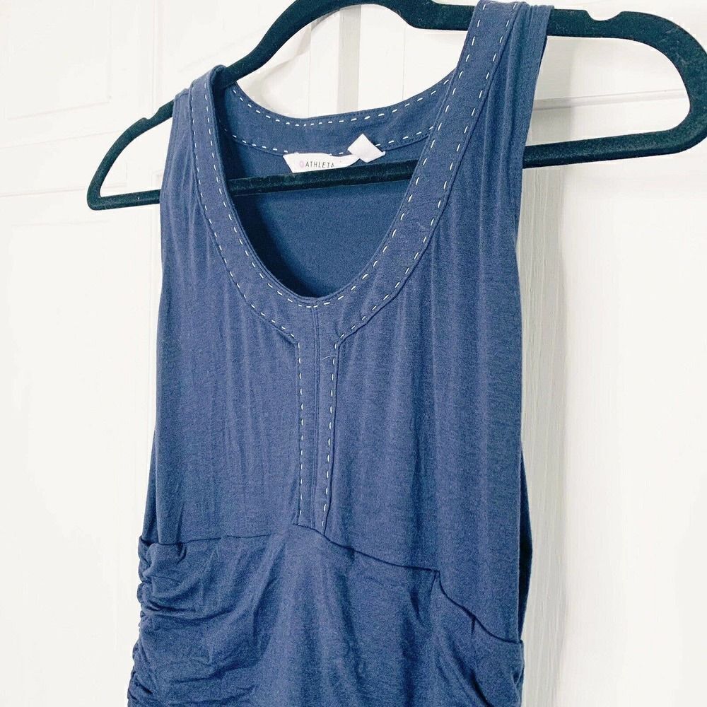 Athleta Sleeveless Tank Dress Navy Blue Pocket- S - Picture 5 of 10